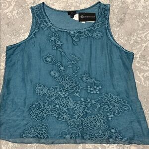 Blue Embroidered Women's Top